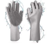 Magic SakSak Reusable Silicone Cleaning Gloves Dishwashing Scrubber ,Dish Wash Scrubbing Sponge Gloves with Bristles, Great for Washing Dish, Kitchen, Car, Bathroom, Pet Hair Care and More