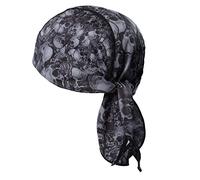 Magic Scarves Breathable Skull Cap Adjustable Bandanna Cap Sweat Absorbing Headscarf Anti-UV Head Protection Black Head Wrap, Grey