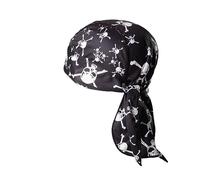 Magic Scarves Breathable Skull Cap Adjustable Bandanna Cap Sweat Absorbing Headscarf Anti-UV Head Protection Black Pirate Head Wrap