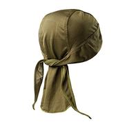 Magic Scarves Khaki Biker Skull Cap Pirate Bandanna for Men Breathable Headscarf Anti-UV Head Protection Adjustable Army Style Sweat Absorbing Cycling Head Wrap