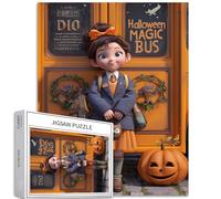 Magic School Uniform Girl 1000 Piece Jigsaw Puzzles for Adults Halloween Magic School Bus Jigsaw Puzzle Colorful DIY Puzzles for Home Decoration Gifts Family Puzzle Perfect for Game Nights 50×70cm