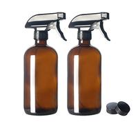 Magic Season Amber Boston Round Glass Bottles (480 ml with Trigger Sprayers / 2 Pcs)