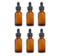 Magic Season Boston Round Glass Bottles (Amber / 30 ml with Droppers / 6 Pcs)