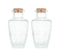 Magic Season Decorative Glass Bottle with Cork Stoppers (230 ml Diamond Cut Bottles / 2 Pcs)