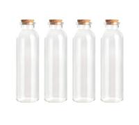 Magic Season Decorative Glass Bottle with Cork Stoppers (350 ml Round Bottles / 4 Pcs)
