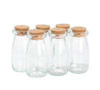 Magic Season Decorative Glass Bottles with Cork Stopper (100 ml Yogurt Bottles / 6 Pcs)
