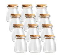 Magic Season Decorative Glass Bottles with Cork Stoppers (100 ml Pudding Bottles / 12 Pcs)