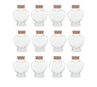 Magic Season Decorative Glass Bottles with Cork Stoppers (2.7 fl oz. Heart-Shaped Bottles / 12 Pcs)