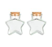 Magic Season Decorative Glass Bottles with Cork Stoppers (2 fl oz. Five-Pointed Star Bottles / 2 Pcs)