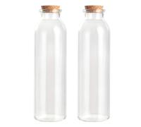 Magic Season Decorative Glass Bottles with Cork Stoppers (350 ml Round Bottles / 2 Pcs)