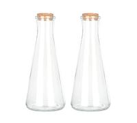 Magic Season Decorative Glass Bottles with Cork Stoppers (350 ml Tapered Bottles / 2 Pcs)