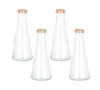 Magic Season Decorative Glass Bottles with Cork Stoppers (350 ml Tapered Bottles / 4 Pcs)