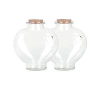Magic Season Decorative Glass Bottles with Cork Stoppers (355 ml Heart-Shaped Bottles / 2 Pcs)