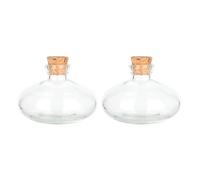 Magic Season Decorative Glass Bottles with Cork Stoppers (4 fl oz. Saucer Shaped Bottles / 2 Pcs)