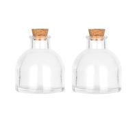 Magic Season Decorative Glass Bottles with Cork Stoppers (50 ml Round Bottles / 2 Pcs)