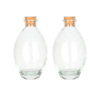 Magic Season Decorative Glass Bottles with Cork Stoppers (6 fl oz. Oblate Bottles Bottles/Set of 2)