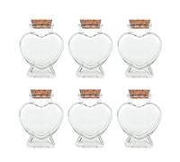 Magic Season Decorative Glass Bottles with Cork Stoppers (80 ml Heart-Shaped Bottles / 6 Pcs)