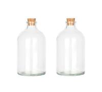 Magic Season Decorative Round Glass Bottles with Cork Stoppers (2 Pcs / 100 ml)