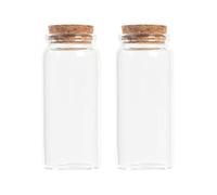 Magic Season Decorative Round Glass Bottles with Cork Stoppers (2 Pcs / 5 fl oz.)