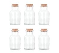 Magic Season Decorative Round Glass Bottles with Cork Stoppers (6 Pcs/ 2 fl oz.)