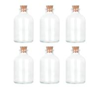 Magic Season Decorative Round Glass Bottles with Cork Stoppers (6 Pcs / 50 ml)