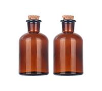 Magic Season Decorative Round Glass Bottles with Cork Stoppers (6 Pcs/ Amber/ 120 ml)