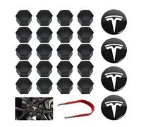 Magic Select Hub Caps and Wheel Nut Caps Set, Compatible with Tesla Model 3 Car (4 Hub Caps + 20 Wheel Nut Caps)