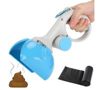 MAGIC SELECT . Non-Toxic ABS Poop Scoop, Lightweight and Durable, with Hook and Bag Dispenser, Portable for Pets. 1 Roll of Bags Included.