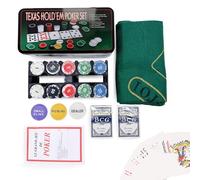 MAGIC SELECT Poker Set Game. Poker Game Kit with 200 Chips, 2 Decks of Cards, Dealer Button, Big-Small Blind,Tablecloth, Metal Box with Rules Manual in PDF. Set de Poker Texas Hold Em.