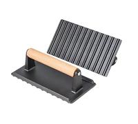 MAGIC SELECT Rectangular Meat Press with Wooden Handle | Meat Press, with Wooden Handle. Barbecue, Grill Press. Burger Patty Maker. Cast Iron, Non-Stick. Smash Burger Press.