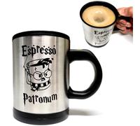 Magic Self-Stirring Espresso Patronum Potter Mug - 304 Double Insulated Stainless Steel with Lid - Requires 2AAA Batteries - Harry P Gift