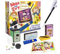 Magic Set for Kids Ages 5 -7 - Beginner Magic Tricks Kit with Wand, Props & Video Tutorials, Storybook - Disappearing Coin, Pencil Slicer & Dice Illusion - Bonus Illustrated Storybook - Max and Ivy