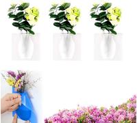 Magic Silicone Vase for Window,Contemporary Wall Decorations - Square Shape, Hydroponics, Stick-on, Office Friendly,for Home, Glass, Refrigerator Door, Office, Or Event Decoration