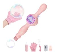 Magic Smoke Bubble Wand for Kids - Elastic Fog Bubbles Maker with Colorful Lights, Rechargeable Interactive Bubble Blower Toy for Indoor Outdoor Birthday Party Festival Gift, Pink