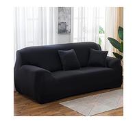 Magic Sofa Cover Stretchable 2-Seater Couch Slipcover Solid Black Polyester Fabric for Furniture Protection Universal Fit for Armchairs and Sofas