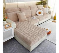 Magic Sofa Covers, Stretch Couch Cushion Slipcovers Replacement Wheat Ears Thickened Double-sided Cotton Velvet Winter Sofa Cover(Brown,Lange Single Seat Cover)