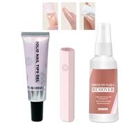 Magic Solid Nail Glue Kit 3-In-1 Nail Art Kits,Solid Nail Glue Gel for Press On Nails with Handheld UV Nail Lamp,3 in 1 Nail Glue Gel for False Nail Tips Nail Curedfor DIY Nail Art (White)