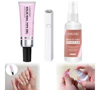Magic Solid Nail Glue Kit 3-In-1 Nail Art Kits With Uv Lamp & Remover, Solid Nail Glue Gel Set, Nail Glue Remover For Nail Tip Press On Nails,Long-Lasting 30+ Days, Salon Professional Bundle