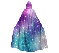Magic Space Print Elegant Witch Cape,Hooded Cloak,Wizard Costume For Halloween,Cosplay And Carnival