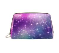 Magic Space Print Makeup Bag Portable Leather Waterproof Cosmetic Bag Clutch Makeup Brush Bag (6.7x4.3in)