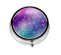 Magic Space Print Pill Box for Pocket Round Pill Box 3 Compartment Decorative Portable Travel Pill Holder Tablet Vitamin Organizer Mini Pill Case(2pcs)