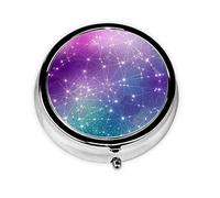 Magic Space Print Round Pill Organizer 3 Compartment Pill Box Portable Medicine Pill Case for Outdoor Travel