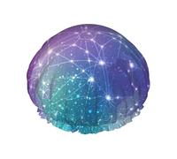 Magic Space print Shower Cap for Women Double Layer Elastic Bath Cap for Home Spa Hotel and Hair Salon