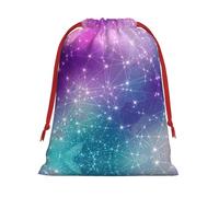 Magic Space Print Ultra Soft Plush Drawstring Gift Bag, Xmas Party Candy Treat Favors, Christmas Holiday Sacks, Wedding Jewelry Pouches