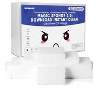 Magic Sponge Bulk 50 Pack, Textured MEGA-50 | Long Lasting Value Supply for Heavy-Duty Cleaning | All-Purpose Melamine Foam Pads