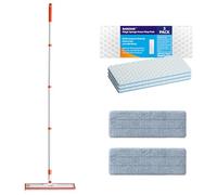 Magic Sponge Eraser Mop, 56" Handle with Flexible 15" Flat Head,2 Microfiber Pad and 3 Magic Sponge Eraser Pads (Mop Set,15" Mop-Head)