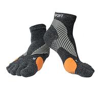 Magic Sport | Merino Wool Blend Non-Slip Toe Socks | Running, Hiking, Cycling | Comfortable, Breathable & Warm | Men & Women - black - XXL