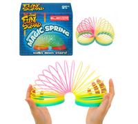 Electoys Magic Spring Toy Multicoloured Rainbow Slinky for Kids Classic Walking Stairs Plastic Spring Toy Fun Handheld Fidget for Children Vibrant Pink Yellow Blue Green Spiral Entertaining Gift