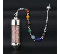 Magic Stone 7 Bottle Point Pendulum Prism Wand -Pink Aventurine
