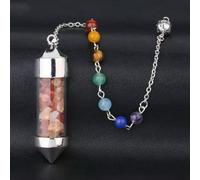 Magic Stone 7 Bottle Point Pendulum Prism Wand -Red Agate